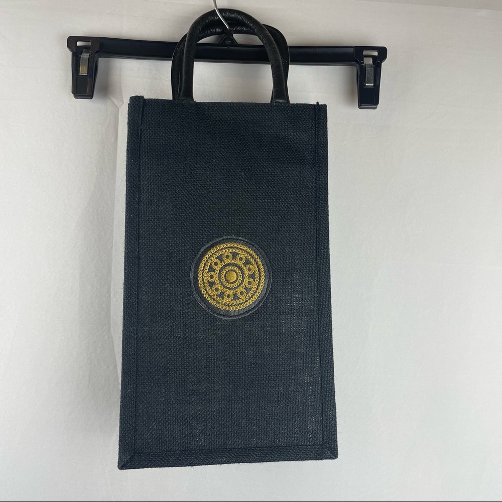 New straw two bottle wine bag leather handle wine gift bag